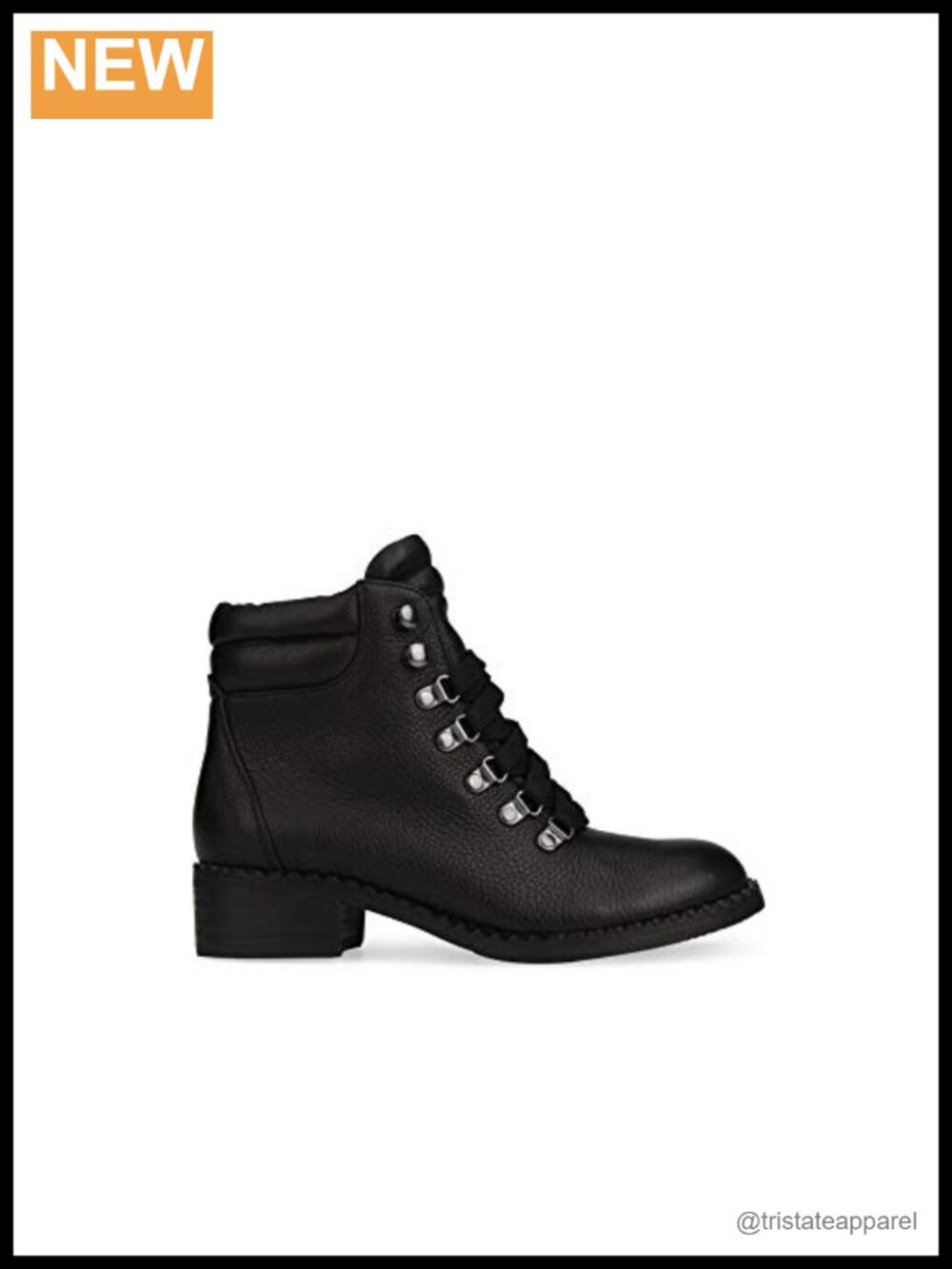 Women's Lace-Up Combat Ankle Boot Leather Lining Block Heel